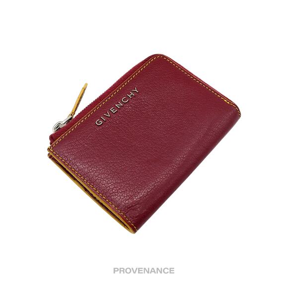 🔴 Givenchy Cles Zip Pouch Wallet - Red/Yellow Leather - Picture 5 of 11